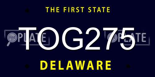 TOG275 Delaware License Plate