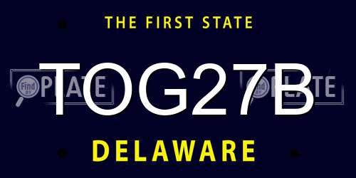 TOG27B Delaware License Plate