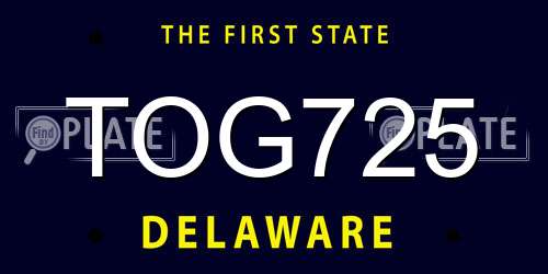 TOG725 Delaware License Plate