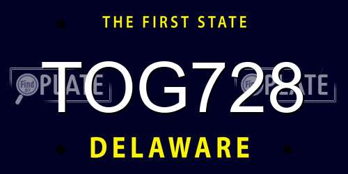 TOG728 Delaware License Plate