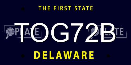 TOG72B Delaware License Plate