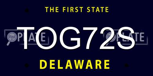 TOG72S Delaware License Plate