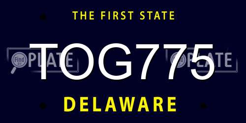 TOG775 Delaware License Plate