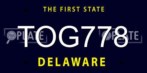 TOG778 Delaware License Plate