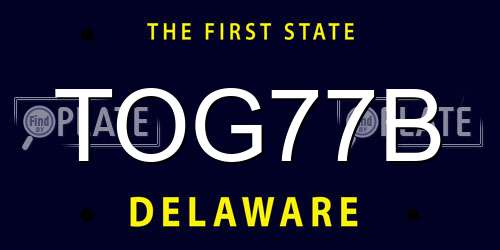 TOG77B Delaware License Plate
