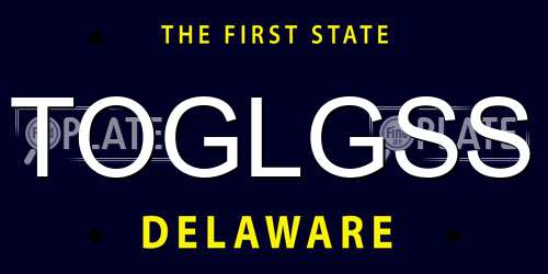 TOGLGSS Delaware License Plate