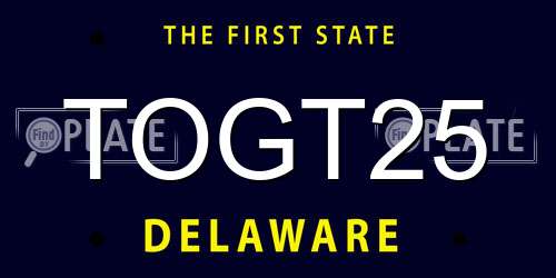 TOGT25 Delaware License Plate