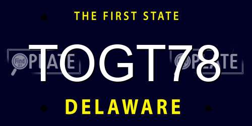TOGT78 Delaware License Plate