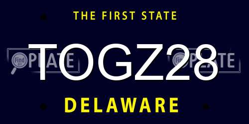TOGZ28 Delaware License Plate