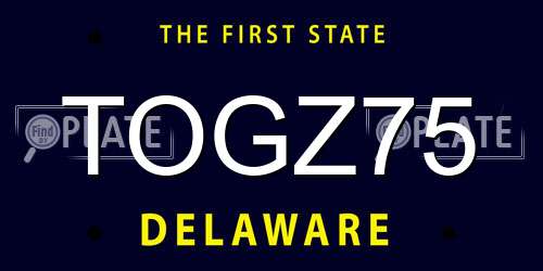 TOGZ75 Delaware License Plate