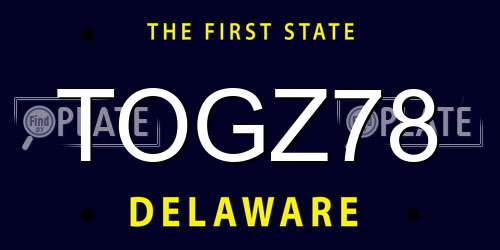 TOGZ78 Delaware License Plate