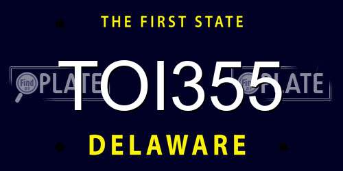 TOI355 Delaware License Plate