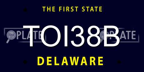 TOI38B Delaware License Plate
