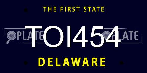 TOI454 Delaware License Plate