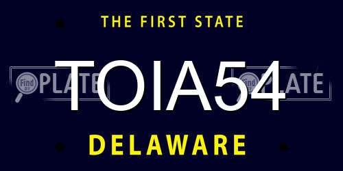 TOIA54 Delaware License Plate