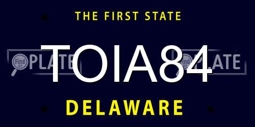 TOIA84 Delaware License Plate