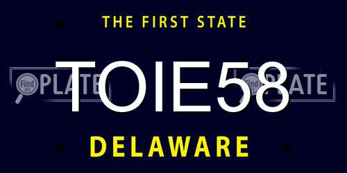 TOIE58 Delaware License Plate