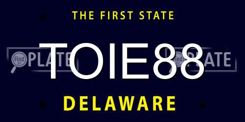 TOIE88 Delaware License Plate