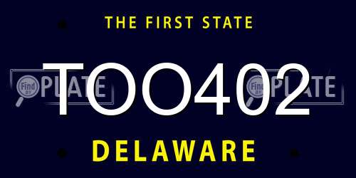 TOO402 Delaware License Plate