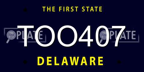 TOO407 Delaware License Plate