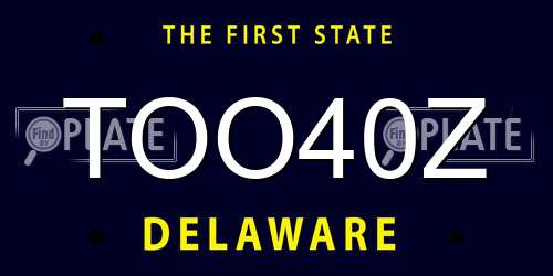 TOO40Z Delaware License Plate