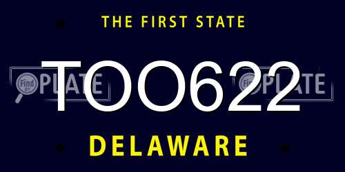 TOO622 Delaware License Plate