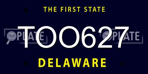 TOO627 Delaware License Plate