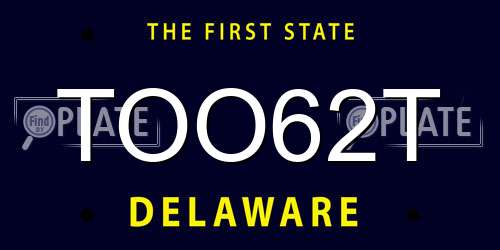 TOO62T Delaware License Plate