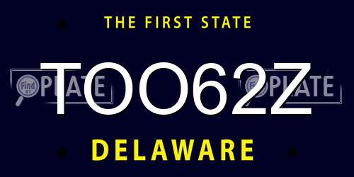 TOO62Z Delaware License Plate
