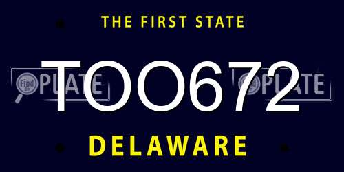 TOO672 Delaware License Plate