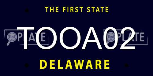 TOOA02 Delaware License Plate