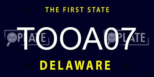 TOOA07 Delaware License Plate