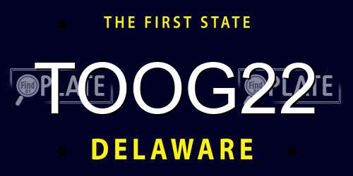 TOOG22 Delaware License Plate