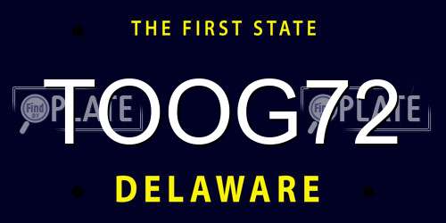 TOOG72 Delaware License Plate