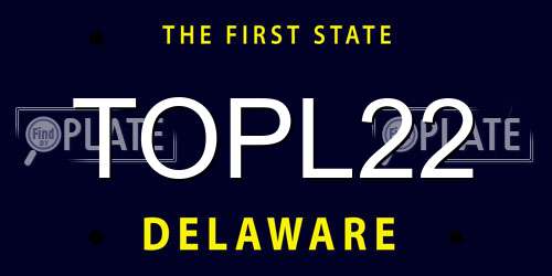 TOPL22 Delaware License Plate