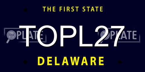 TOPL27 Delaware License Plate