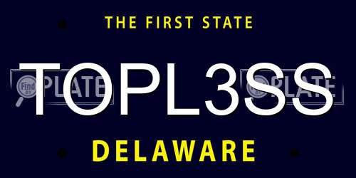 TOPL3SS Delaware License Plate