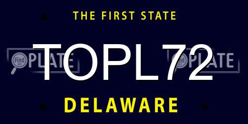 TOPL72 Delaware License Plate