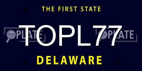 TOPL77 Delaware License Plate