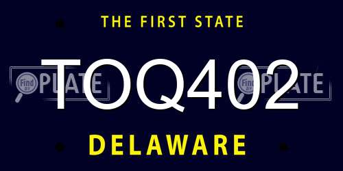 TOQ402 Delaware License Plate