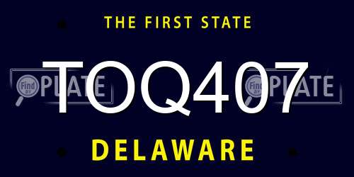 TOQ407 Delaware License Plate