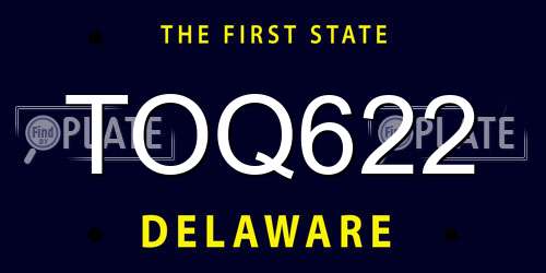TOQ622 Delaware License Plate
