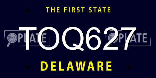 TOQ627 Delaware License Plate