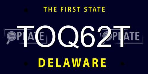 TOQ62T Delaware License Plate