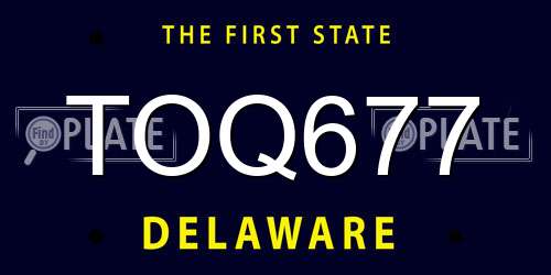 TOQ677 Delaware License Plate