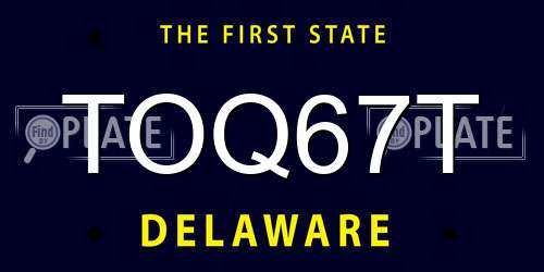 TOQ67T Delaware License Plate