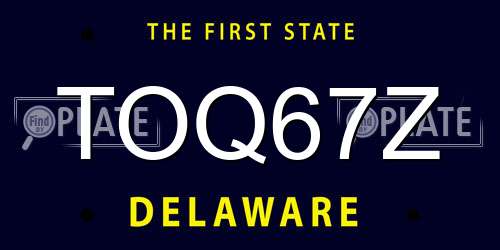 TOQ67Z Delaware License Plate
