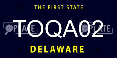 TOQA02 Delaware License Plate