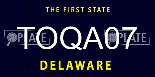 TOQA07 Delaware License Plate