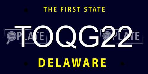 TOQG22 Delaware License Plate